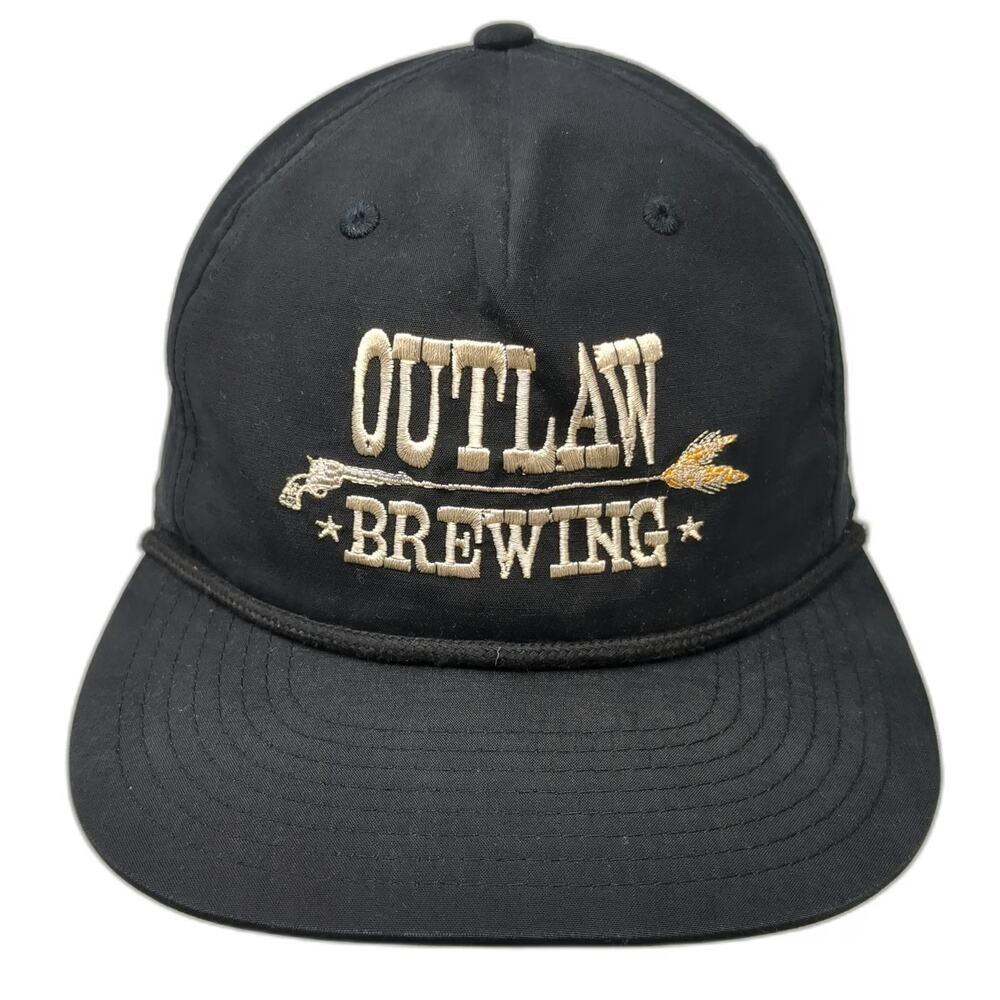 Richardson 5 Panel Black One Size Hat Outlaw Brewing Rope Snapback Cap Graphic